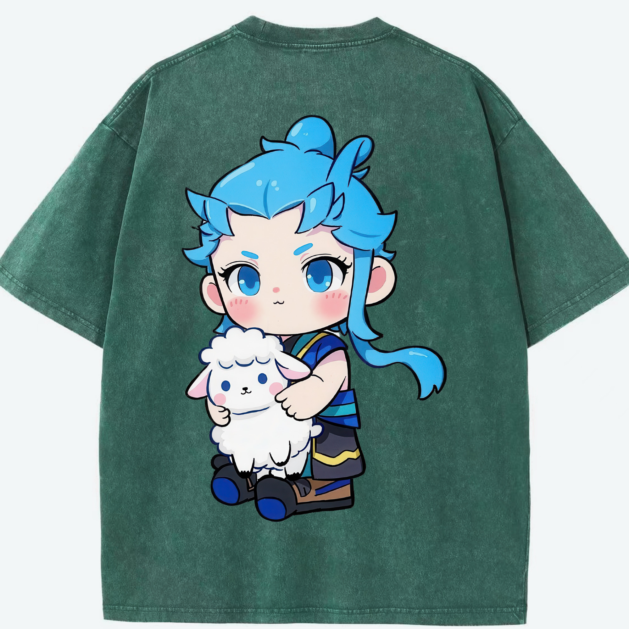 （画像用） Ne Zha 2 ナタ 魔童の大暴れ 綿100% ヴィンテージ風 半袖Tシャツ（背面プリント）
